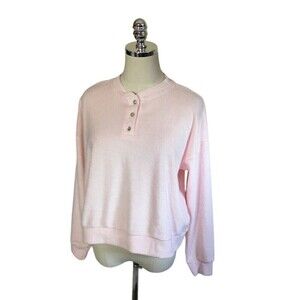 Donni Pink Terry Top Large Sweatshirt Women’s Size Peony Pullover $114 New NWT
